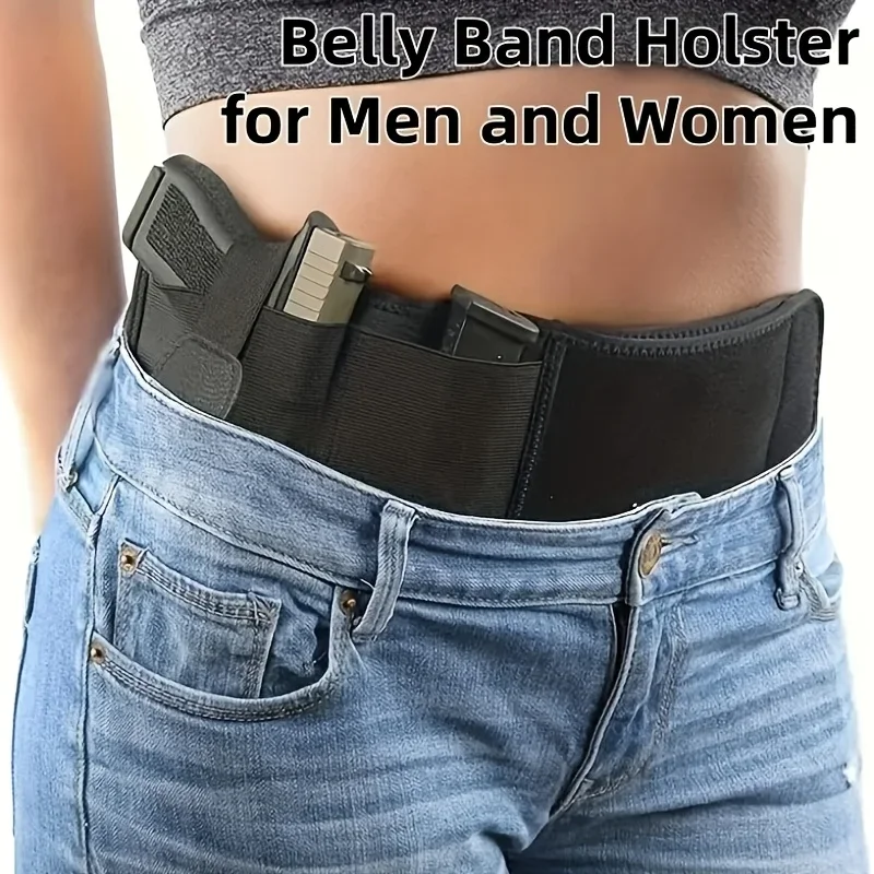 

Concealed Carry Belly Band Holster, Breathable Elastic Tactical Waistband Gun Holster for Men Women with Movable Magazine Pouch