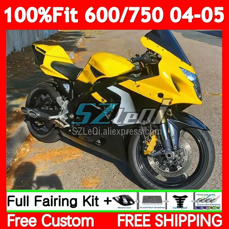 Yellow Black Injection Kit For SUZUKI GSXR-750 K4 GSXR 600 750 CC 600CC GSXR750 75No.0 GSXR600 04 05 GSXR-600 2004 2005 Fairing