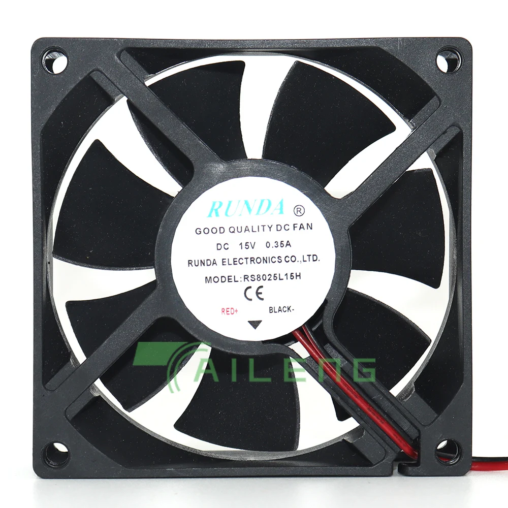 NEW FOR RUNDA RS8025L15H DC 15V 0.35A 80x80x25mm 2-Wire Server Cooling Fan