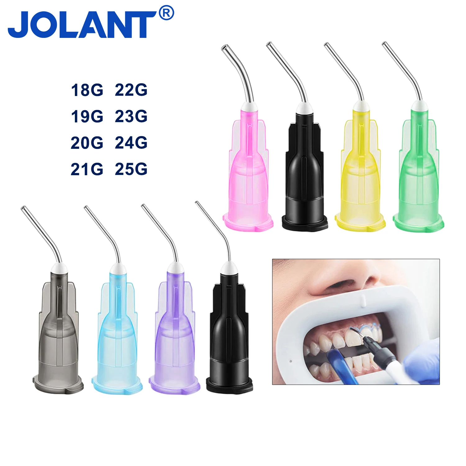 

JOLANT 100pcs Dental Irrigator Bent Needle Tips Pre Bent Dispensing Tip Flow Dispensing Needle Tip Disposable Material Delivery