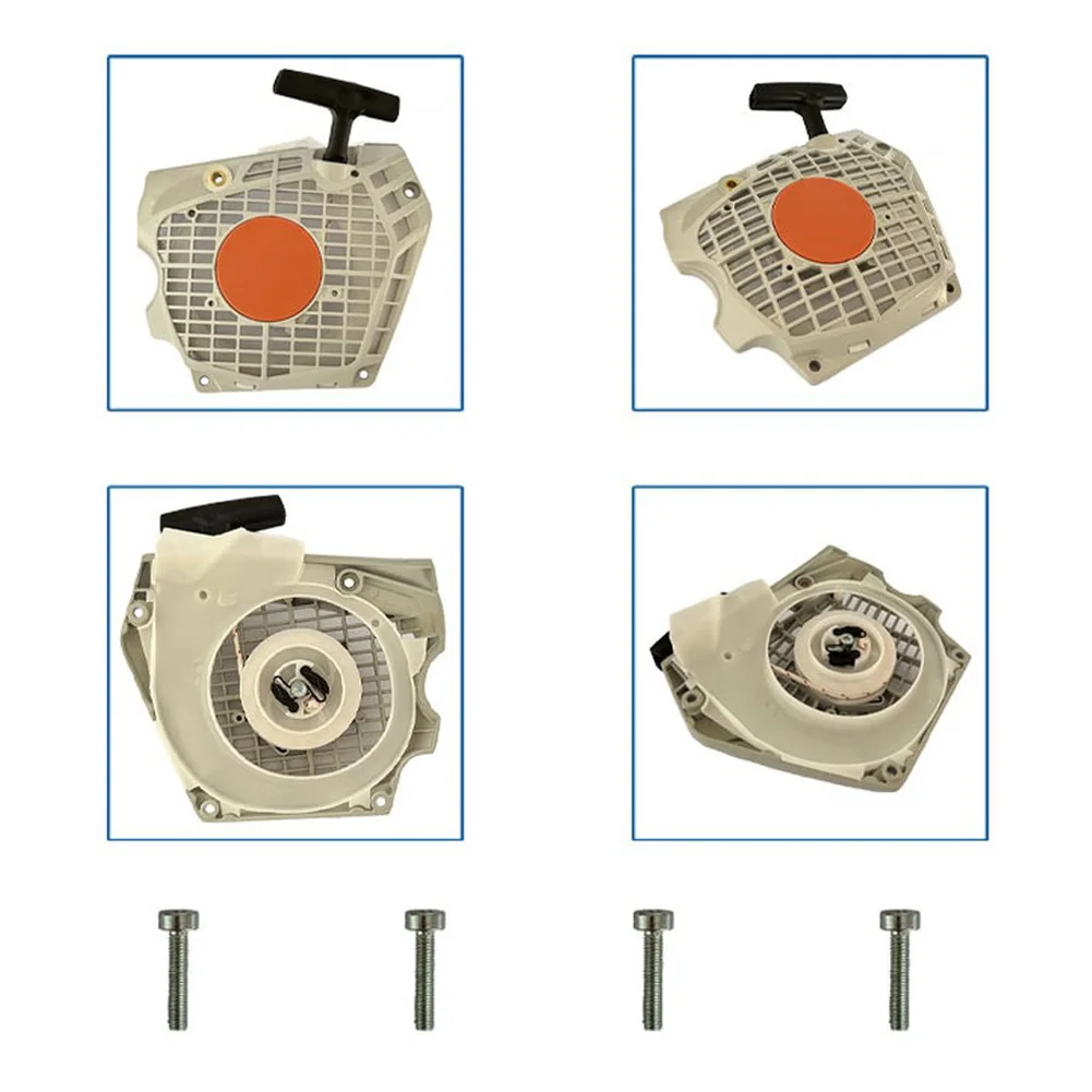 

Номер детали стартера бензопилы 11470802101, совместимые с моделями MS500i MS500R, в комплект входит дефлектор и винты для замены