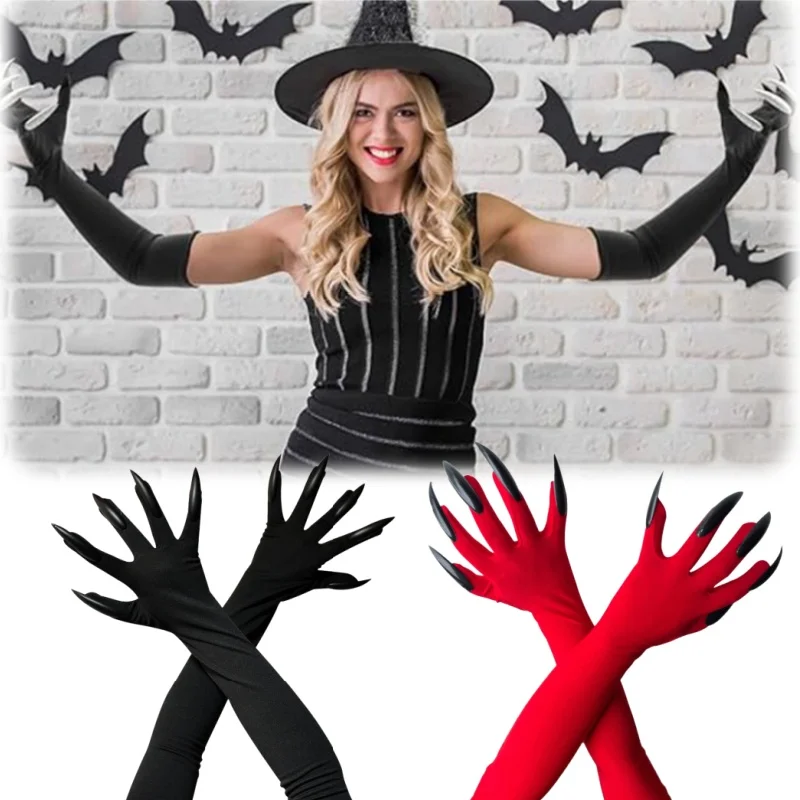 قفازات الهالوين المخيفة على شكل مخلب شبح، أظافر طويلة ساحرة لعروض الهالوين التنكرية والعروض التنكرية