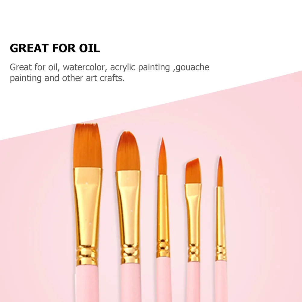 

10 pcs Art Painting Brush Set Watercolor Oil Gouache Brush Durable Wooden Handle Nylon Hair Easy Clean for Kids Adults Use