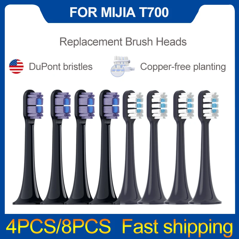 4/8PCS Replacement Brush Heads for XIAOMI MIJIA T700 Sonic Electric Toothbrush Sealed Package Soft Bristle Toothbrush Head