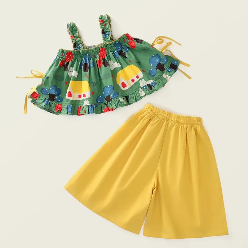 

2Piece Summer Toddler Boy Clothes Korean Fashion Cartoon Cute Print Sleeveless Baby Tops+Loose Pants Kids Boutique Clothing B105