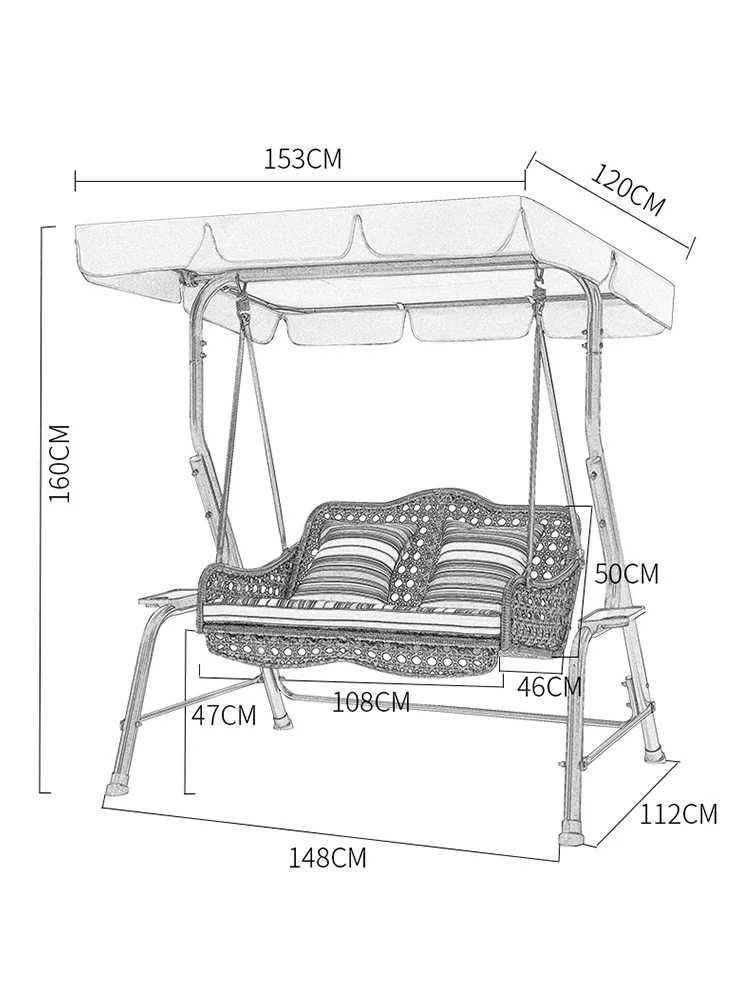 Outdoor garden swing chair household double rattan chair hanging chair balcony courtyard