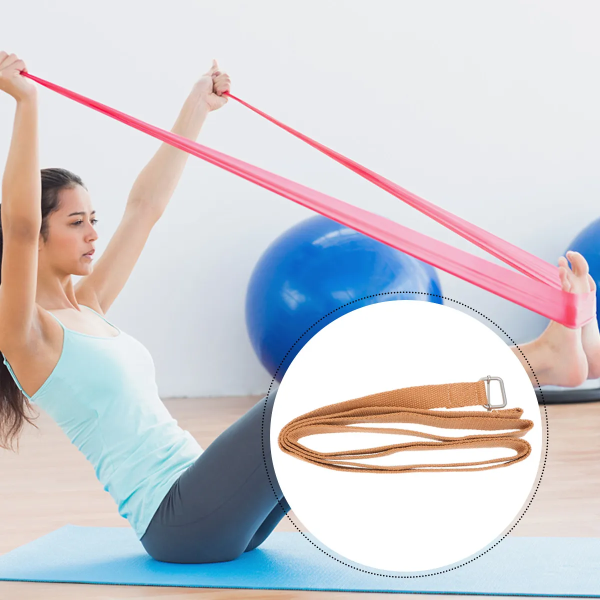 1Pcs Non Slip Cotton Yoga Stretch Belt for All Levels Beginners to Advanced Enhancing Posture Muscle Activation Portable