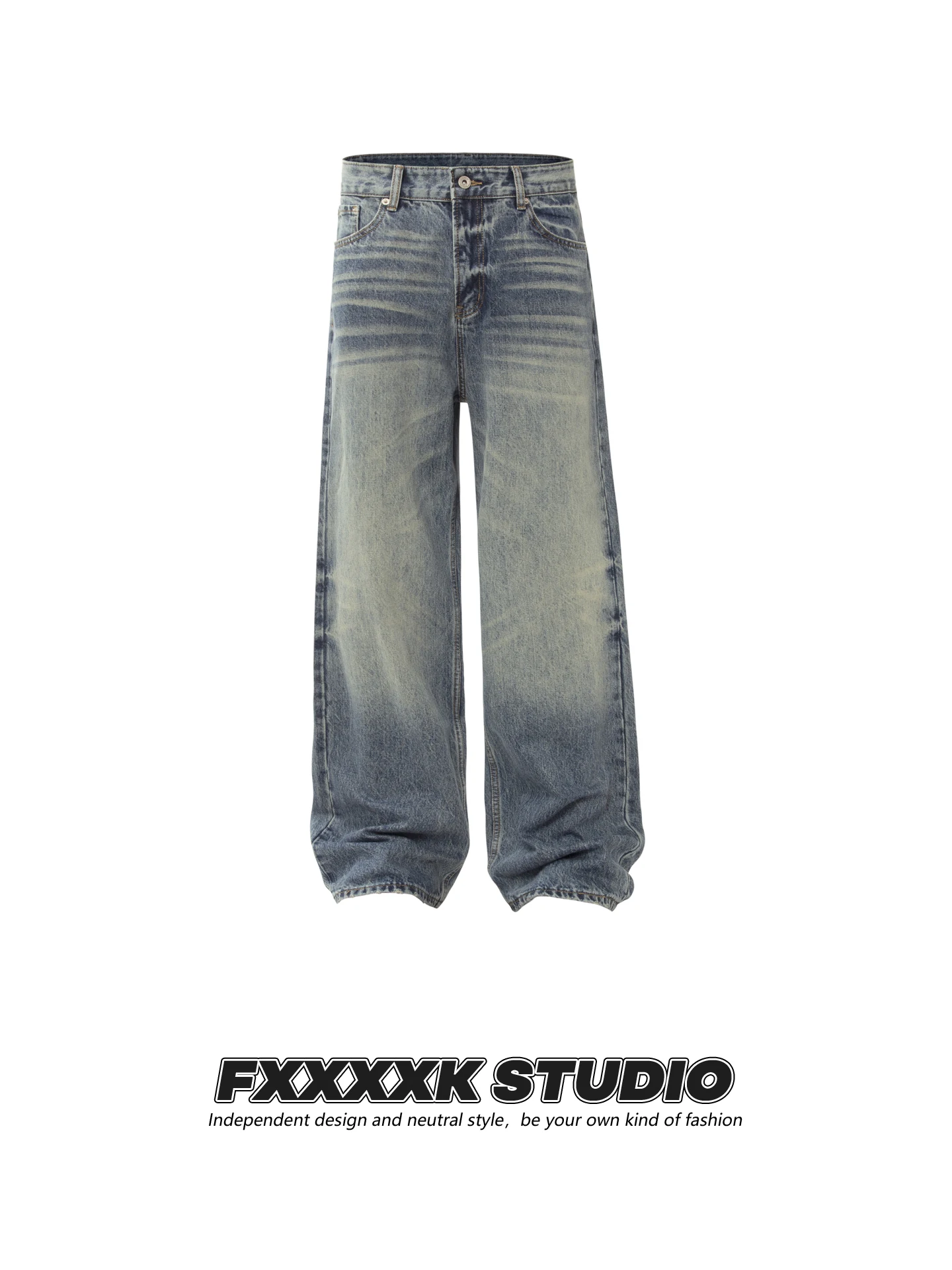

Мужские джинсы FXK Original American Trendy Brand, свободного кроя, прямые, широкие штанины, винтажный стиль, универсальные, длинные...