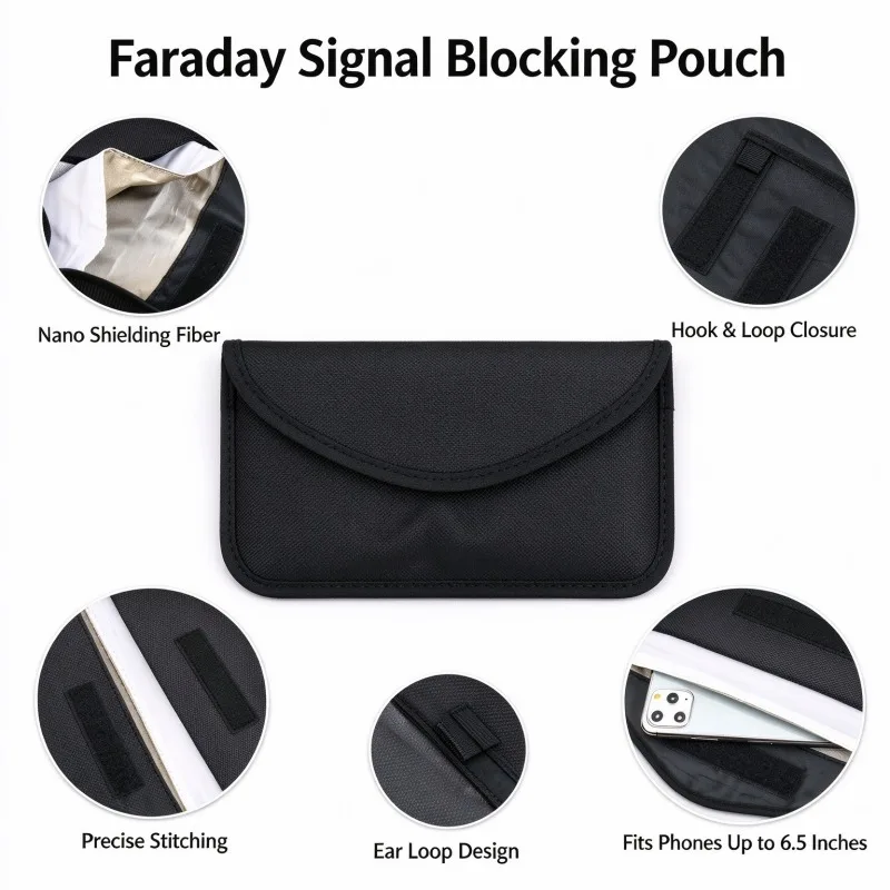 Faraday Bag Signal Blocking Pouch RFID RF GPS LTE Shielding Sleeve Anti Tracking Anti Hacking Anti Radiation Case for Cell Phone