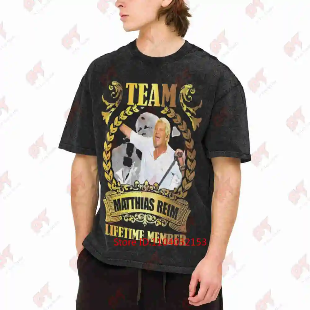 Matthias Reim Portrait Golden Lettering Vintage Washed Tee Pure Cotton T-Shirt
