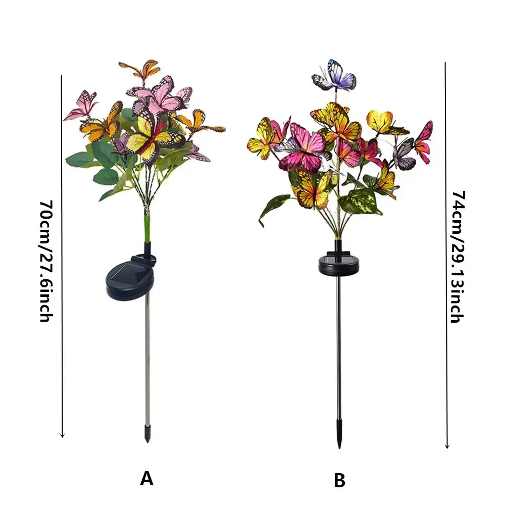 1pc Outdoor Solar Lawn Lamp Artificial Butterfly Sunflower Solar Garden Ground Lights Camping Wedding Party Atmosphere Decor