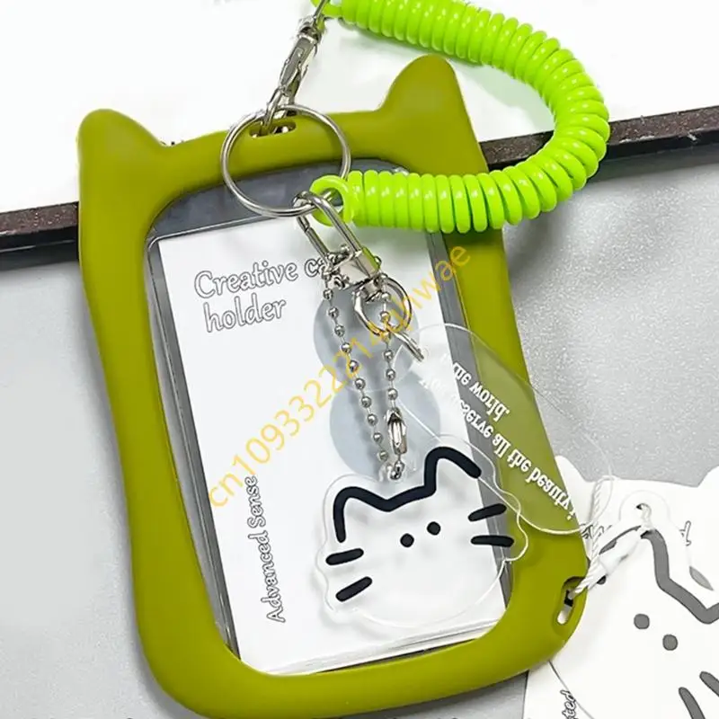 

Clear Bus Card Sleeves Cats Ear Photocard Holders Keychain Pendant Card Cover Photocard Case Card Protective Sleeve