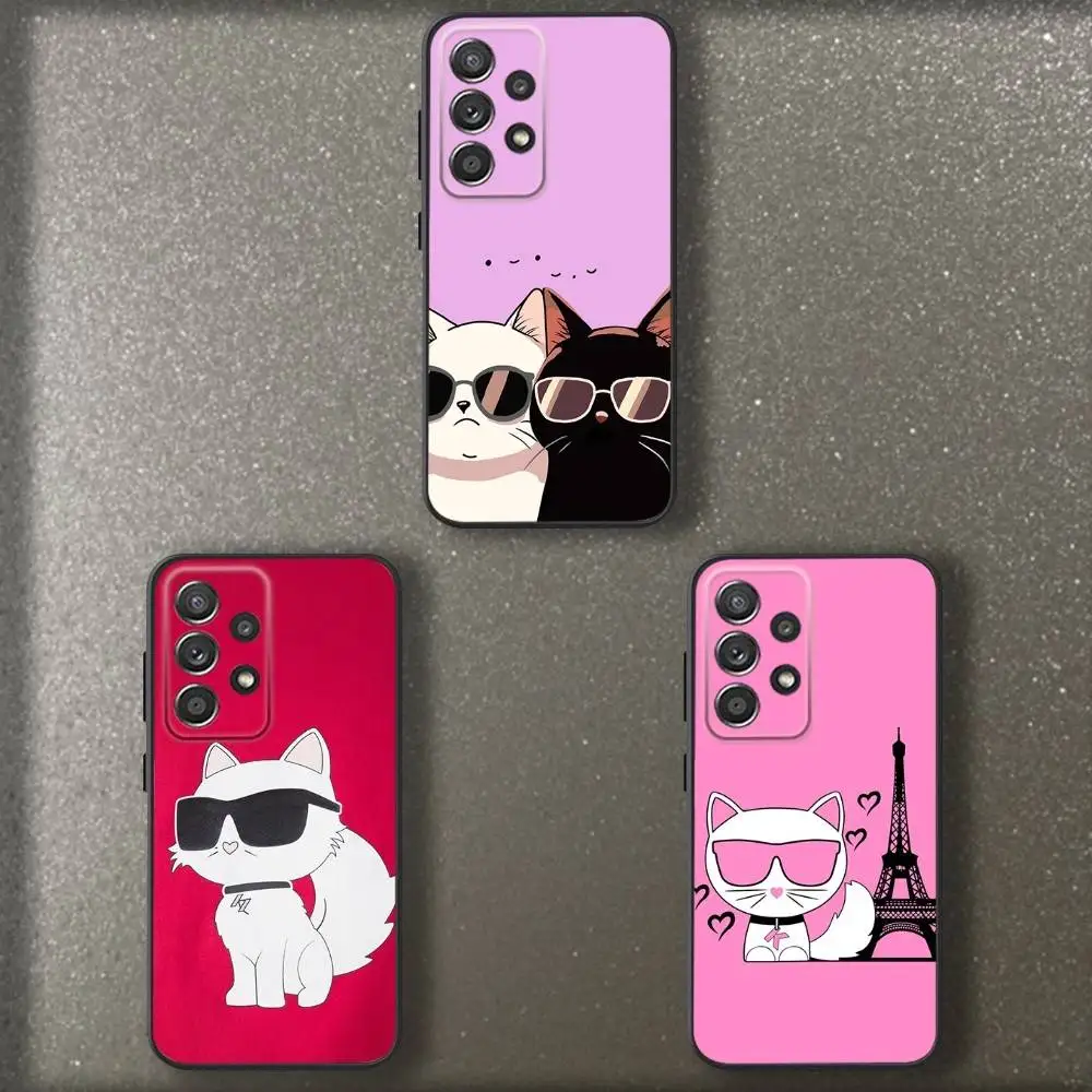 

Cool Fashion Cat Phone Case For Samsung S 25,24,23,22,30,21,10,9,Ultra,Plus,Lite,FE,4,5 G Soft Black Case