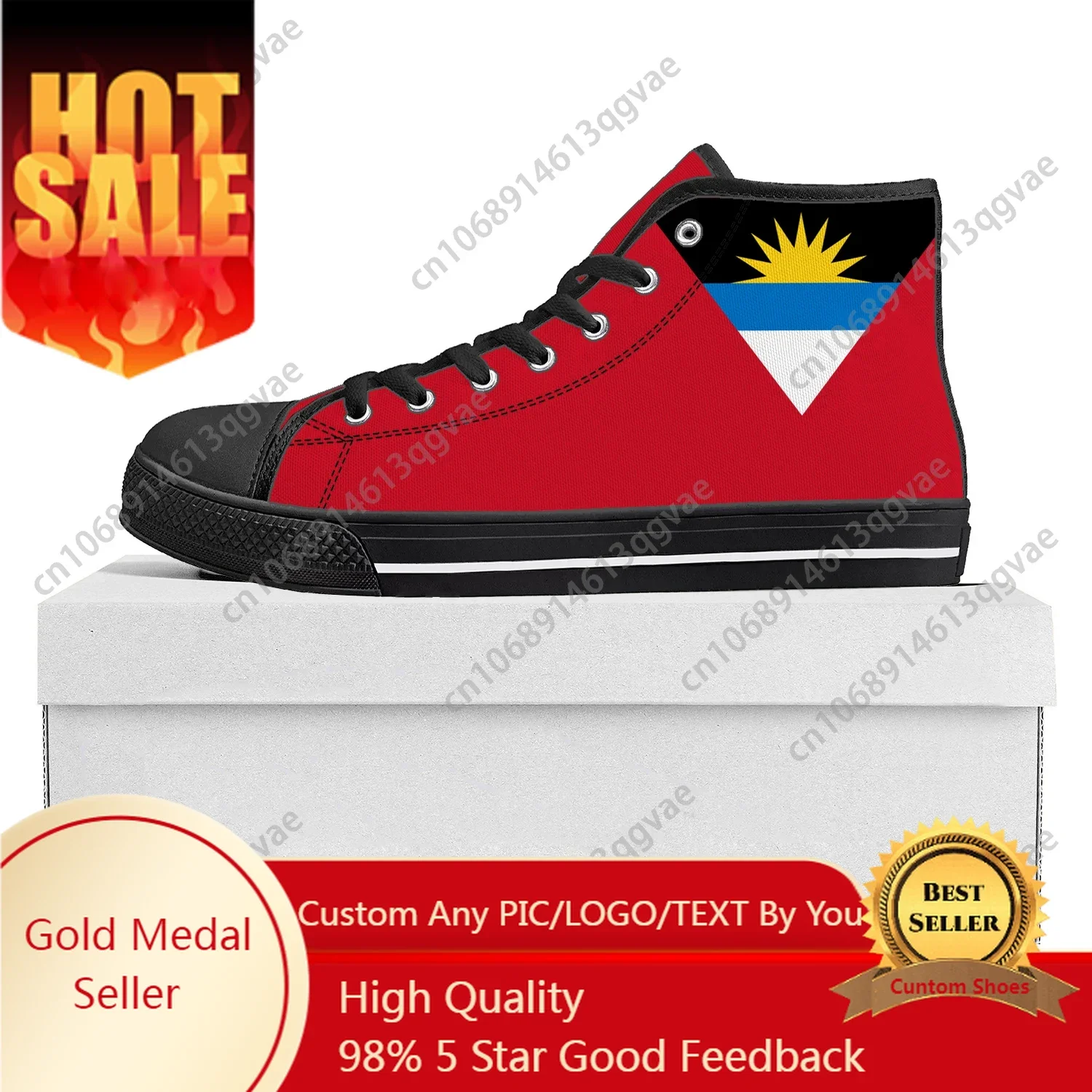 Antigua and Barbuda Flag High Top High Quality Sneakers Mens Womens Teenager Canvas Sneaker Casual Couple Shoes Custom Shoe