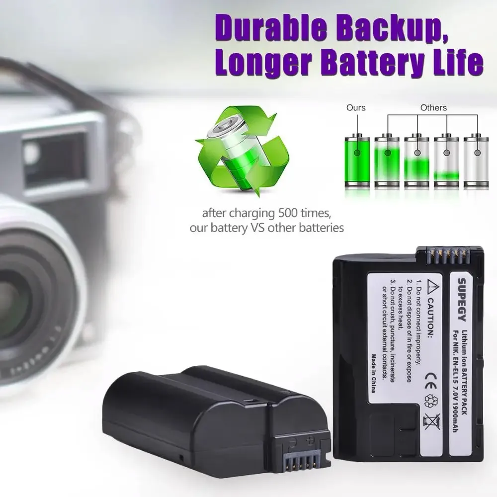 EN EL15 EN-EL15A ENEL15 EN-EL15 Battery + USB Charger for Nikon D500 D600 D610 D750 D7000 D7100 D7200 D800 D800E D810