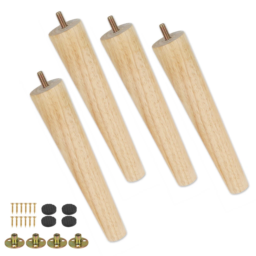 4Set Furniture Legs Wooden Solid Furniture Feet Kit Oblique Straight Table Feet Non-slip Chair Feet Replacement Feet Sloping Hot image 6