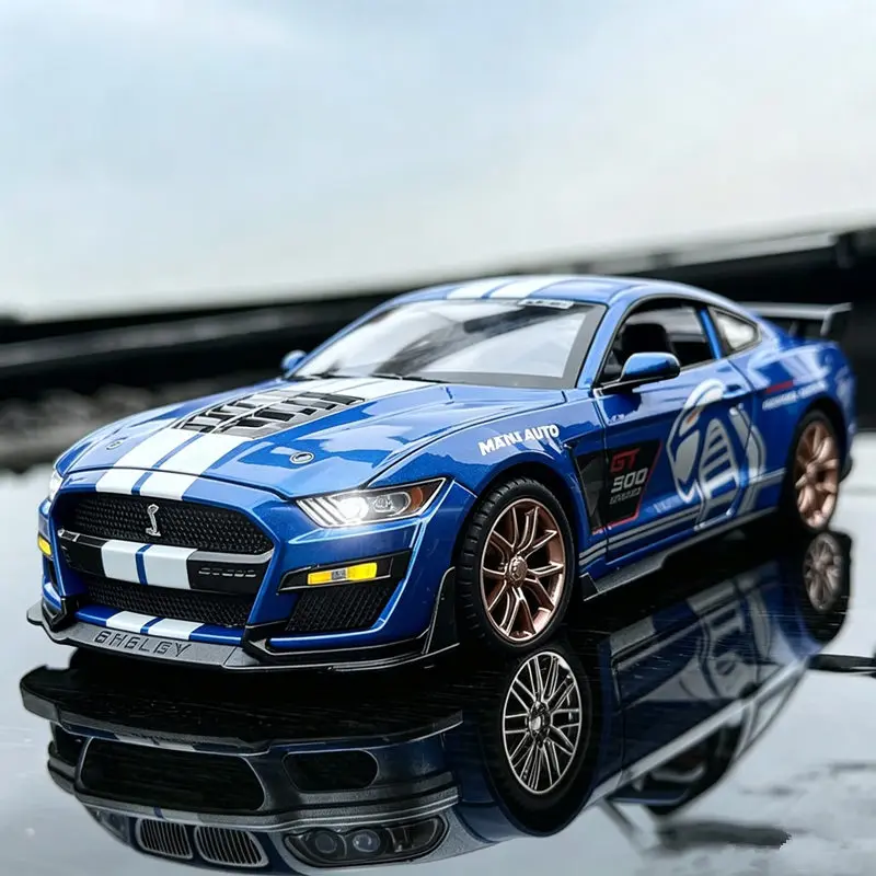 1:24 Mustang Shelby GT500 Viper Sportwagen-Modell aus Legierung, Druckguss-Metall-Rennwagen-Modell mit Sound- und Lichtsimulation