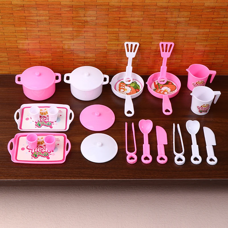Mini utensílios de cozinha conjunto casa de bonecas simulação pote bandeja copo conjunto boneca casa cozinha decoração fingir jogar brinquedos presentes do miúdo