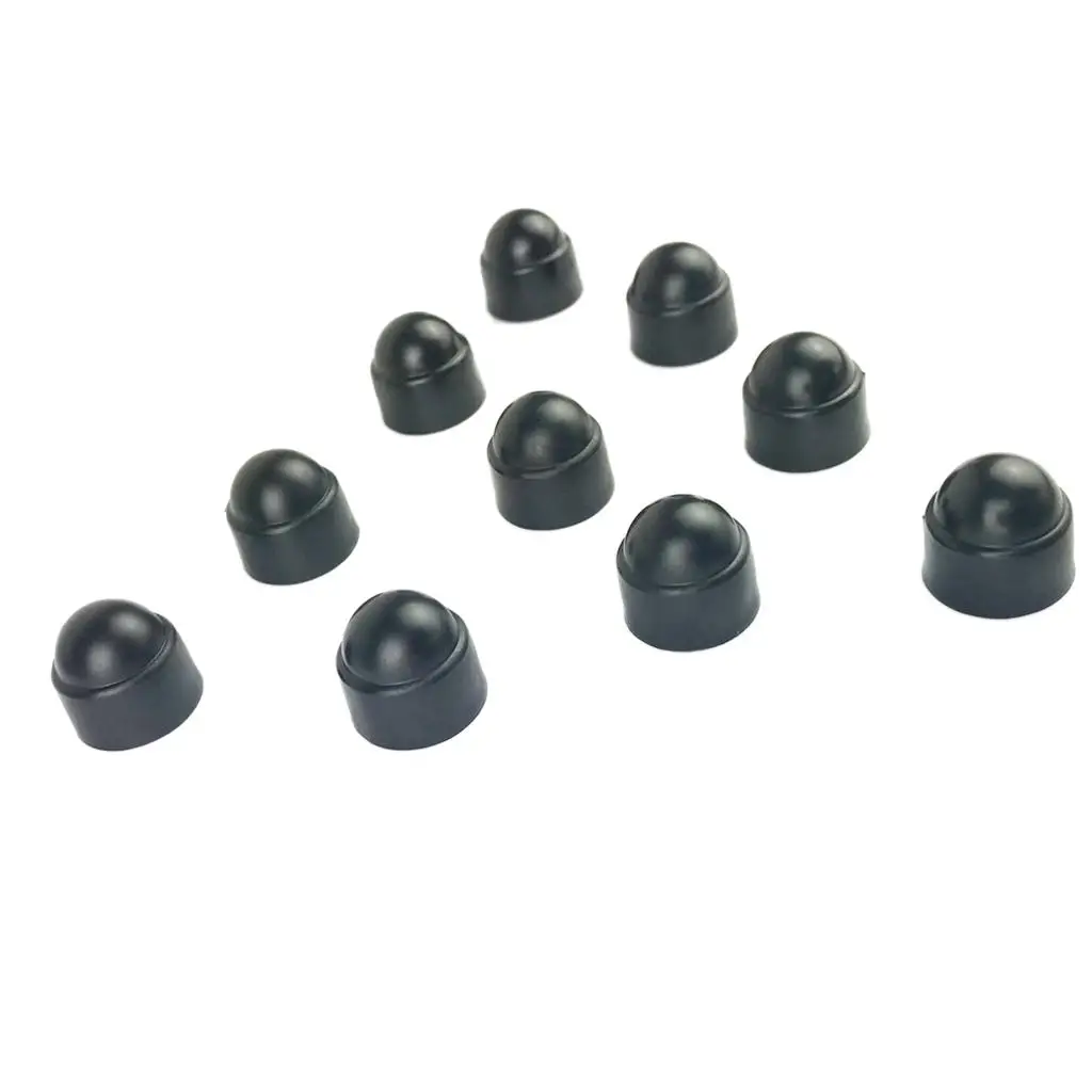 10Pcs 18mm Car Wheel Tyre Nut Bolt Exterior Lug Nut Hexagonal Bolt Protector Black M8 Anti-Rust Auto Hub Screw Cover