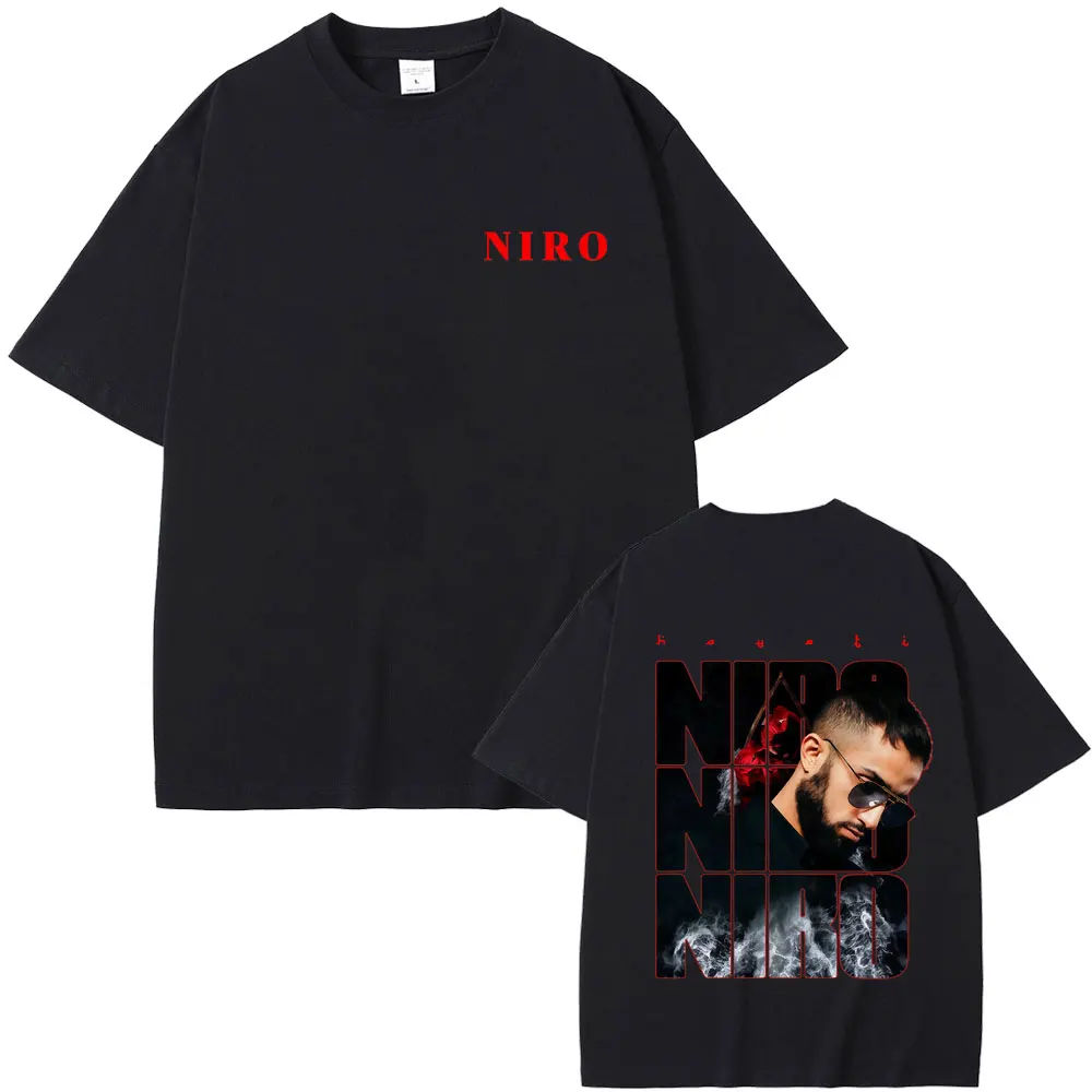 

Rapper Niro OX7 Double Sided Graphic T-shirt Men Women Hip Hop Fashion Pop Music Streetwear Male Vintage Casual Cotton T Shirts