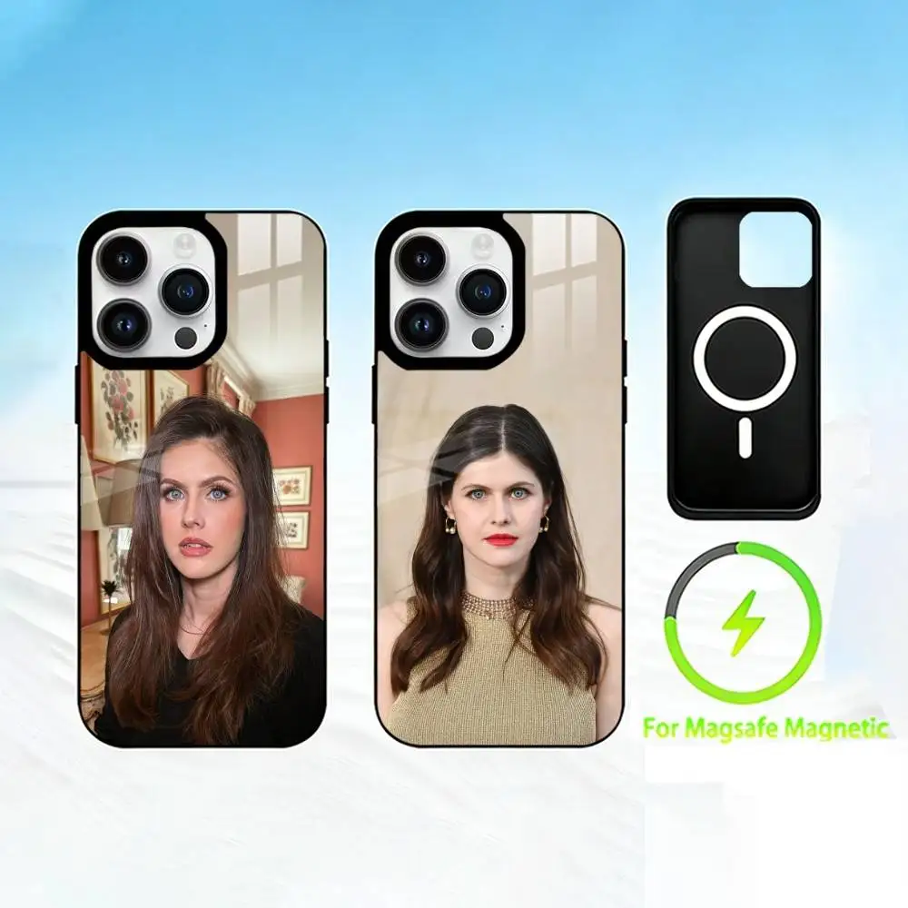 

A-Alexandra Daddario Phone Case For iPhone 17 16 15 14 13 12 Pro Max Plus for Mirror Wireless Magnetic Cover