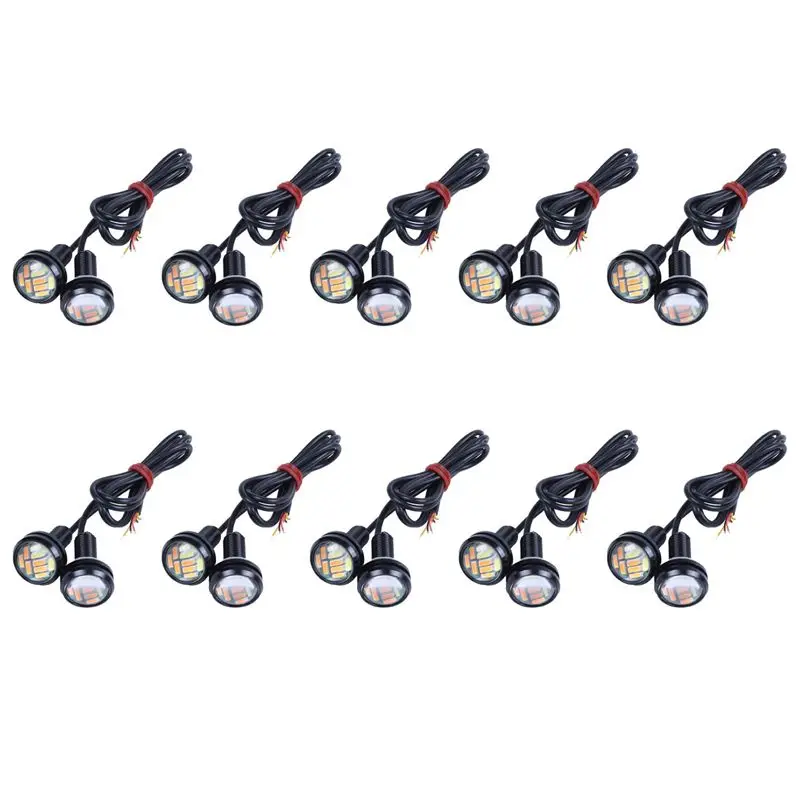

20 Pcs 12V 23Mm Dual Color Switchback 4014 12 LED Drl Eagle Eye Daytime Light