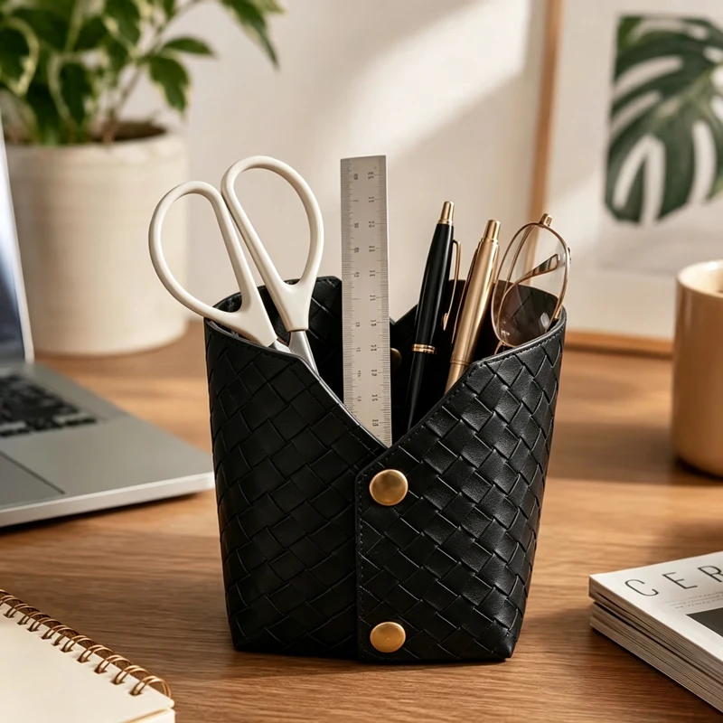 Storage Box Creative PU Leather Desktop Decorate Jewelry Keys Display Tray Makeup Organizer Container Books Plants Holder Nordic
