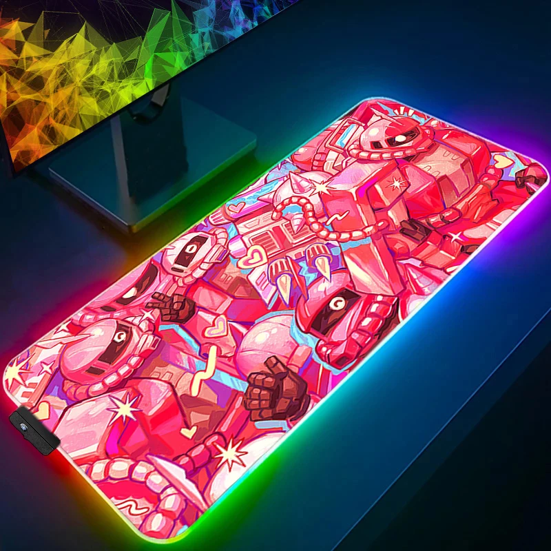 

RGB Mouse Pad Mechanical Warrior G-gundam Z-zaku II Gamers Extended Game LED Mousepad Desk Mat Keyboard Rubber Backlight Carpet