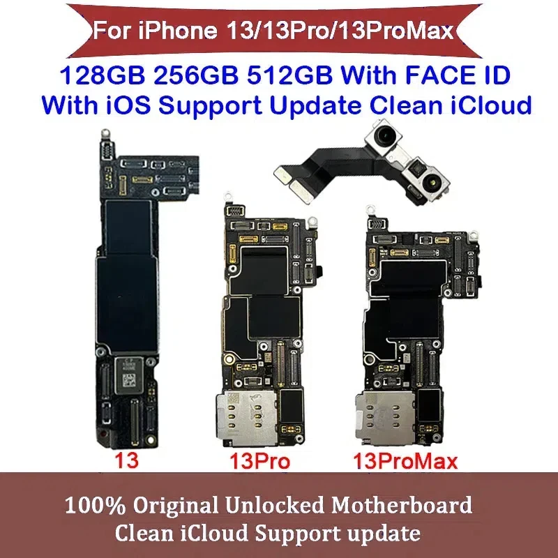 100% Working Original Motherboard For iPhone 13 Pro Max With Face ID Mainboard Cleaned iCloud Support Update Logic Board Plate