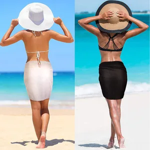 Women's Short Sarongs for Swimsuit, Beach Bikini Wrap, Short Skirt Pure, Chiffon Scarf, Swimming Bathrooms 12 Main Beach Exit Sales - №1