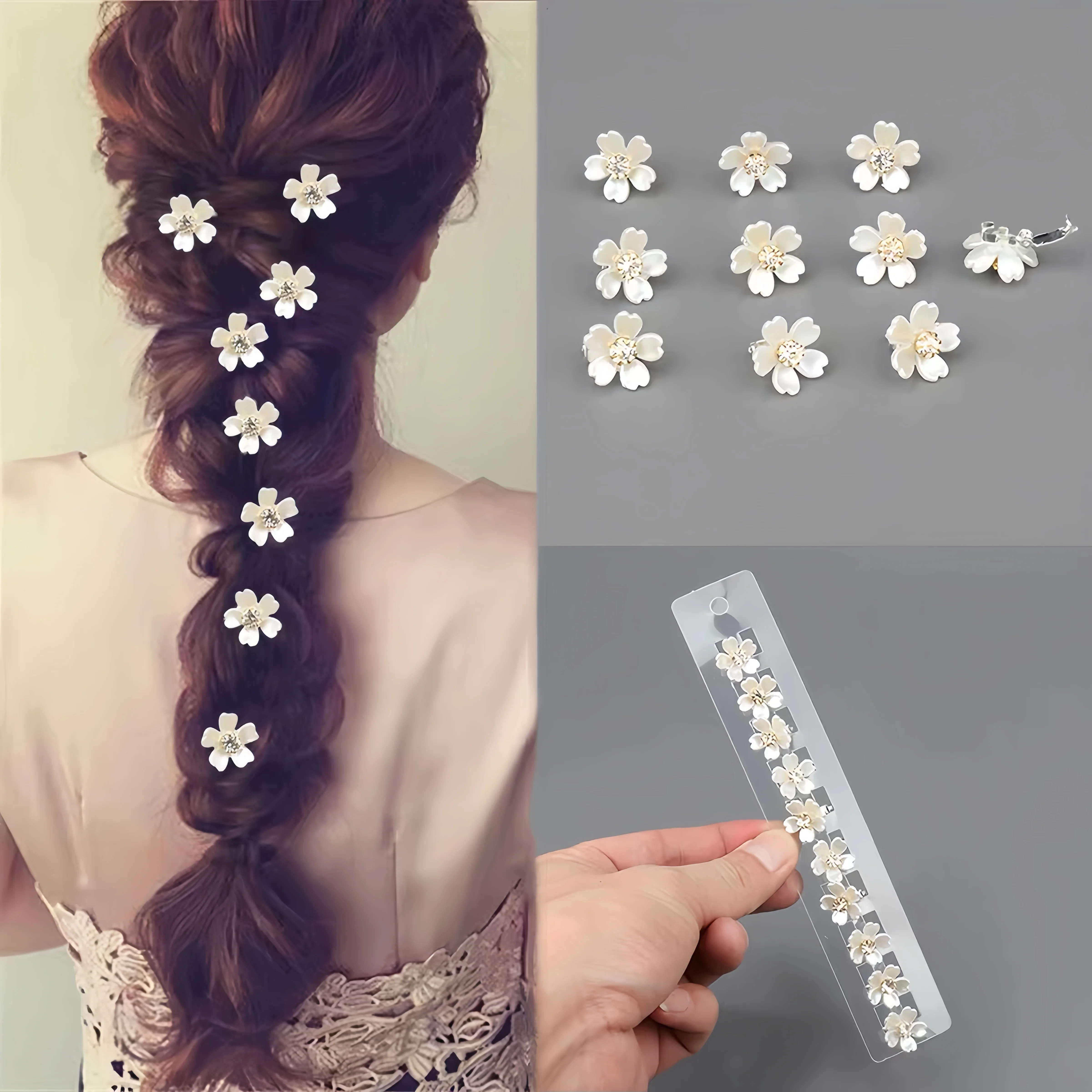 Blumen-Strass-Haarspange Süße Funkelnde Blumen-Haarnadel Vielseitiges Alltags-Haaraccessoire für Frauen DIY Haarschmuck