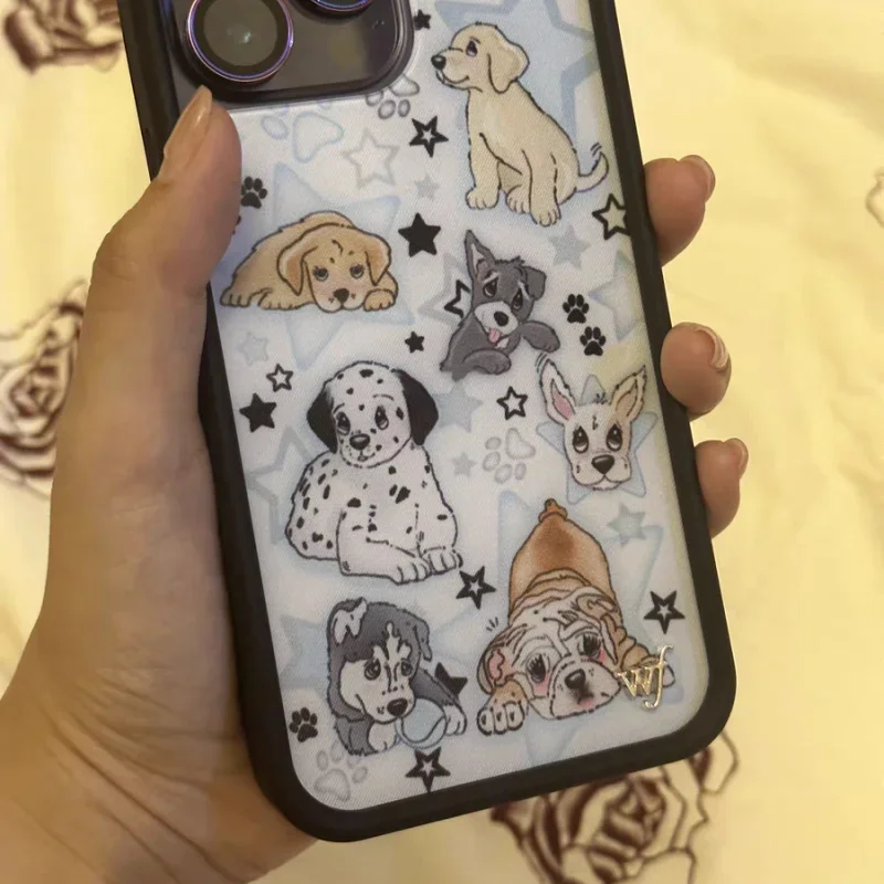 2025 Wildflower 3D Puppy Party Dalmatian Husky Phone Case For iPhone 13 12 14 15 16 17 Pro Max Plus Dog Cute Cartoon WF Protect