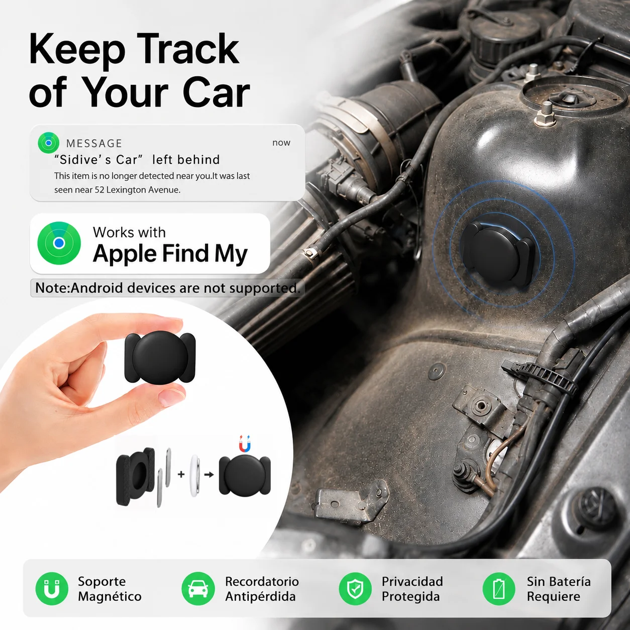 Location Tracker with Strong Magnetic IOS Anti-loss Positioning Device Kits for iphones Locator works with Apple Find My APP