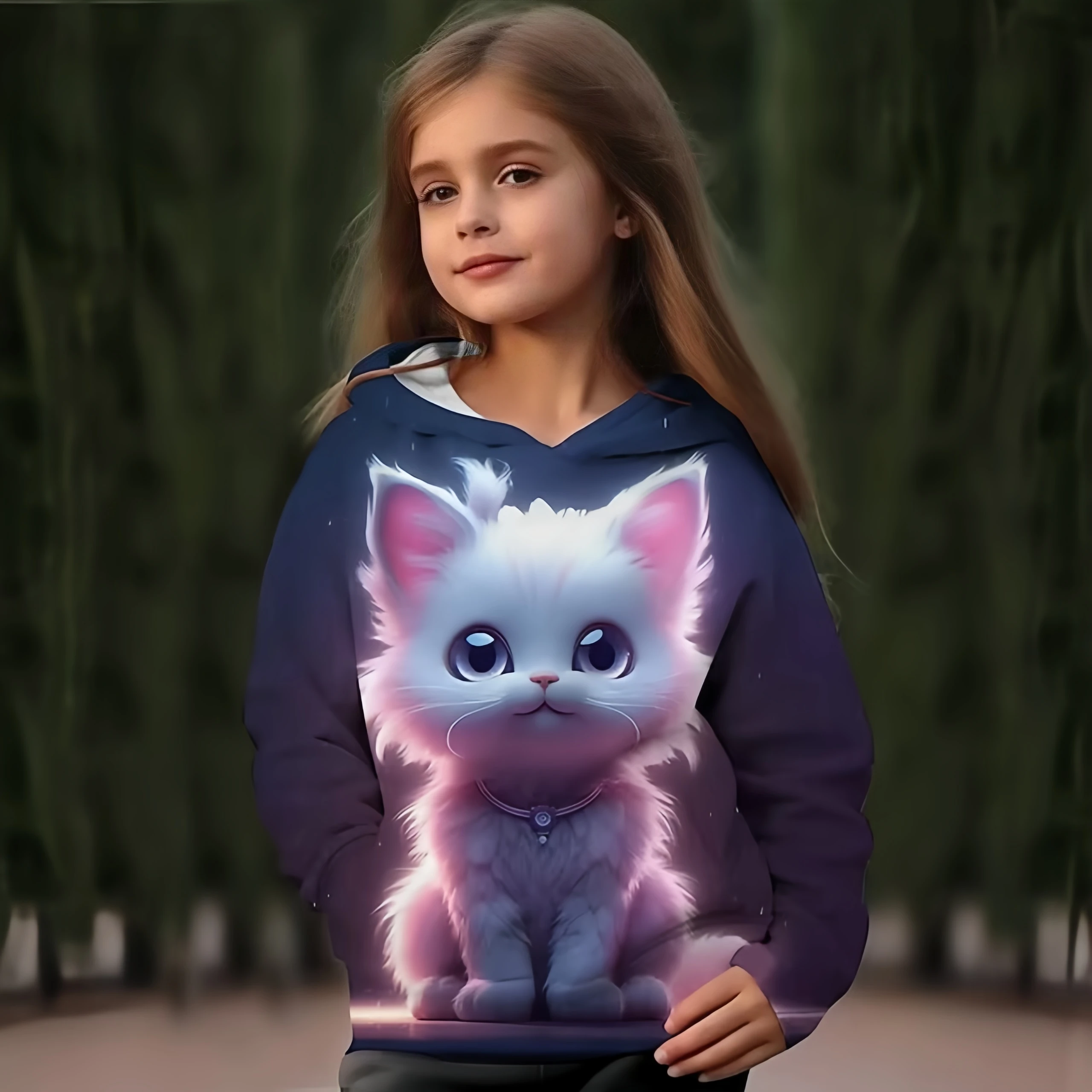 

Girl Clothes 3D Print Cartoon Cat Tiger Graphic Hoodies Children Clothing 2-10y for Animals Lover Outdoor Breathable Sweatshirt