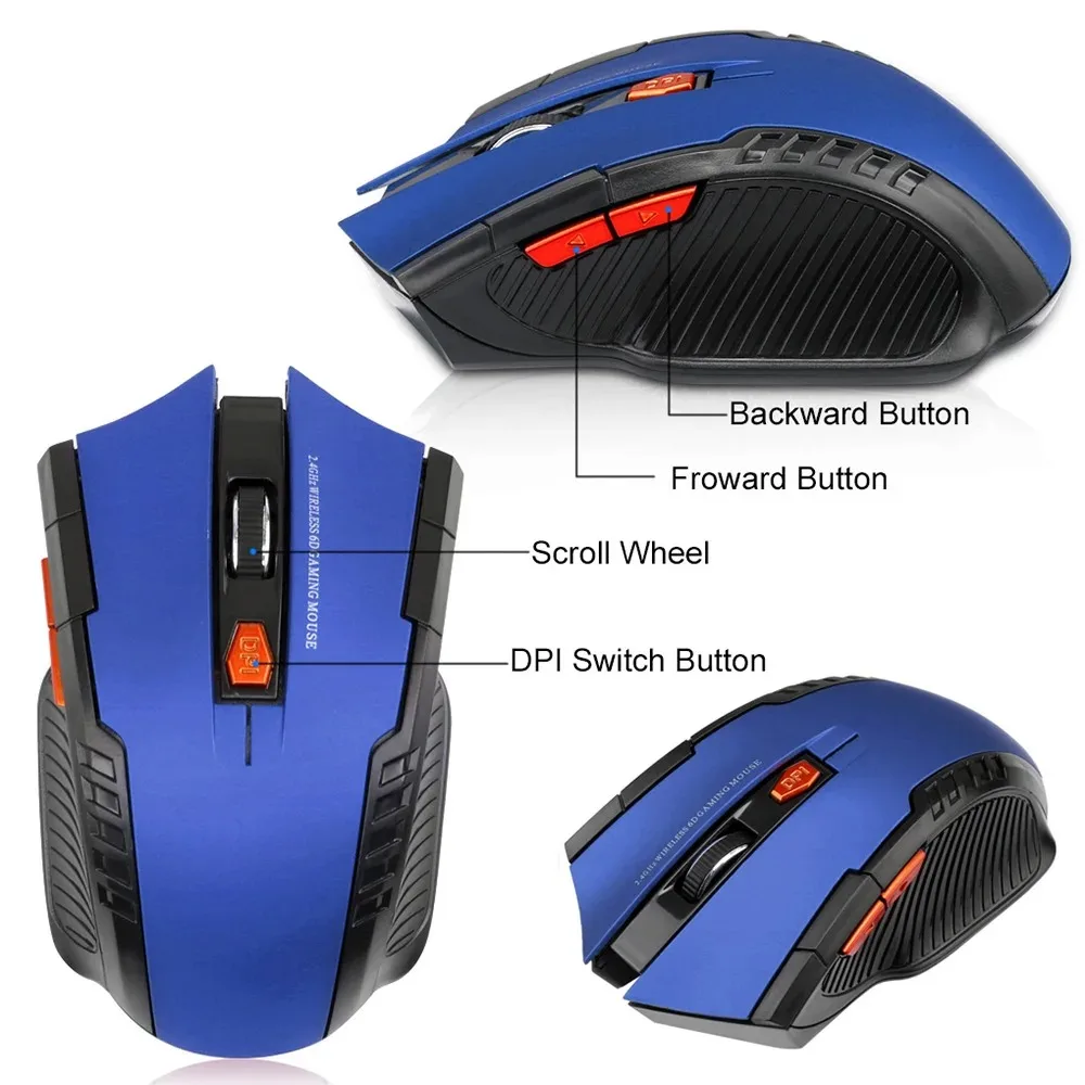 Wireless Mouse Battery Mode Optical Mice with 2.4GHz USB Receiver Gamer 1600DPI 6 Buttons Mouse For Computer PC Laptop Macbook