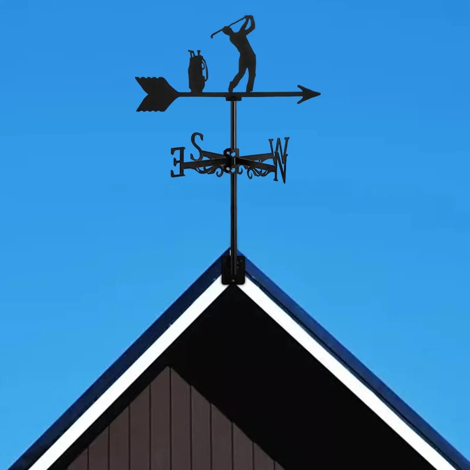 Wrought Iron Farm Scene Classic Style Golf Weather Vane Outdoor Scene Direction Indicator for Cupola Lawn Yard Garage Farmhouse