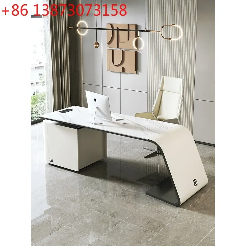 Desk high-end design slate l-shaped table and chair group Italian barrier-free luxury computer desk