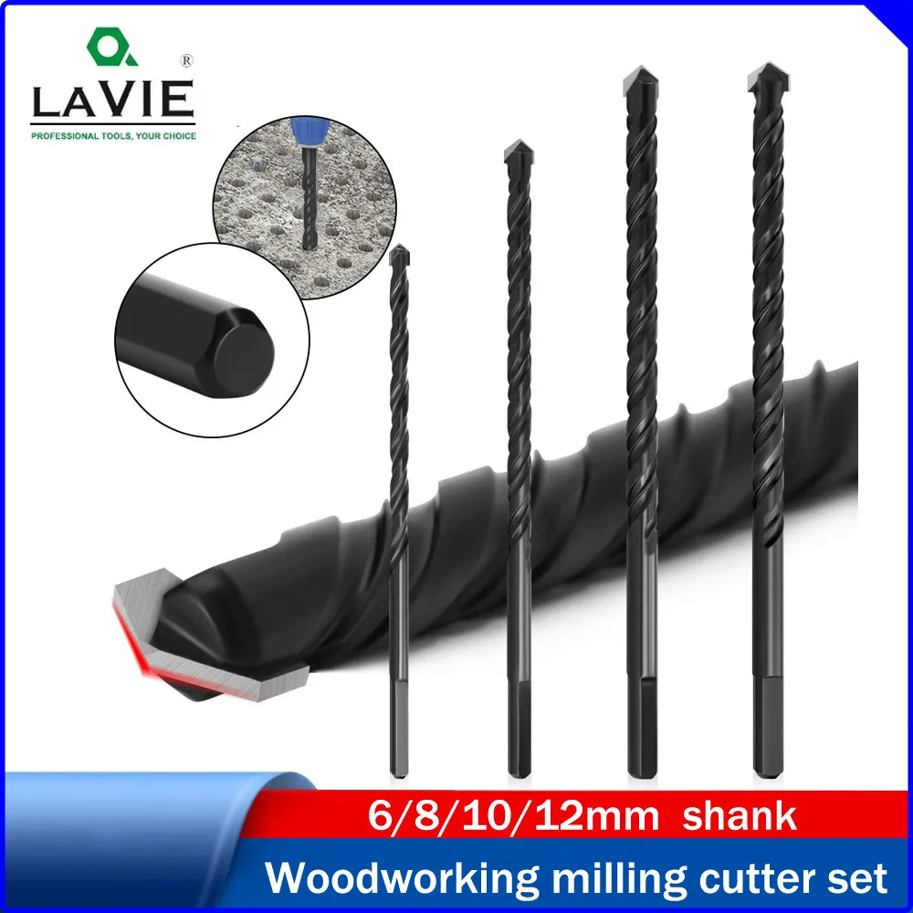 

LAVIE Black Threaded Extended King Drill Bit, Triangle Shank Drill for Tile, Glass, Brick, Vitrified Tile, Concrete
