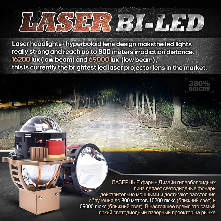 60000LM Laser Bi-led Lens Car Headlamp Projector 160W 3 Inch Upgrade Hyperboloid LED Headlight for Hella 3R G5 Bracket Retrofit