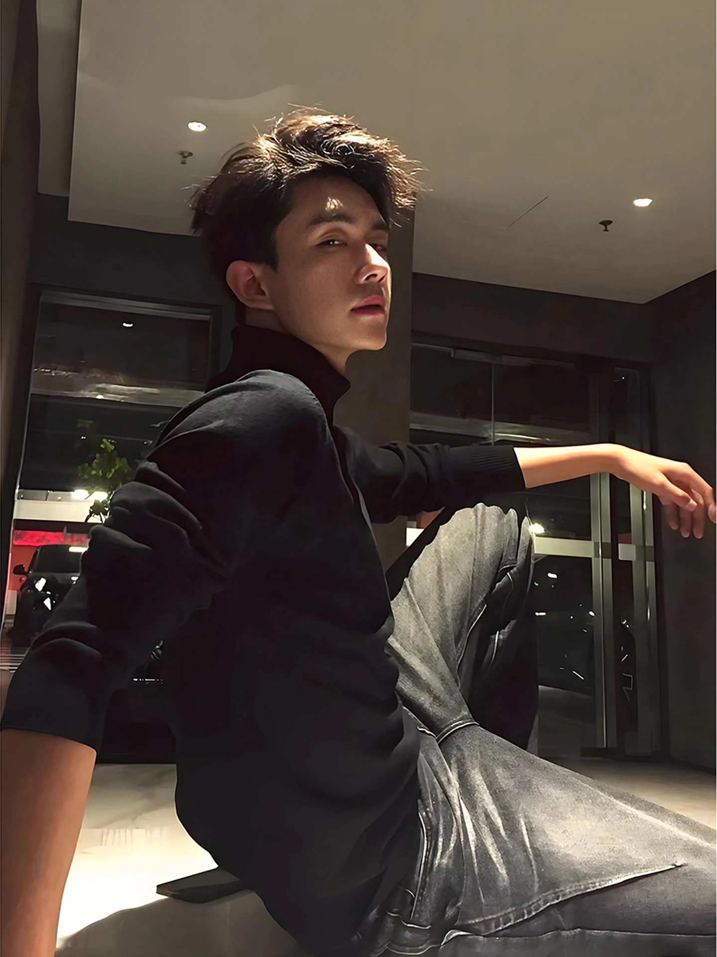 

Мужской вязаный свитер с высоким воротником, на флисовой подкладке, из мягкой шерсти, свободного кроя, зимний, модный, повседневный, с длинными рукавами