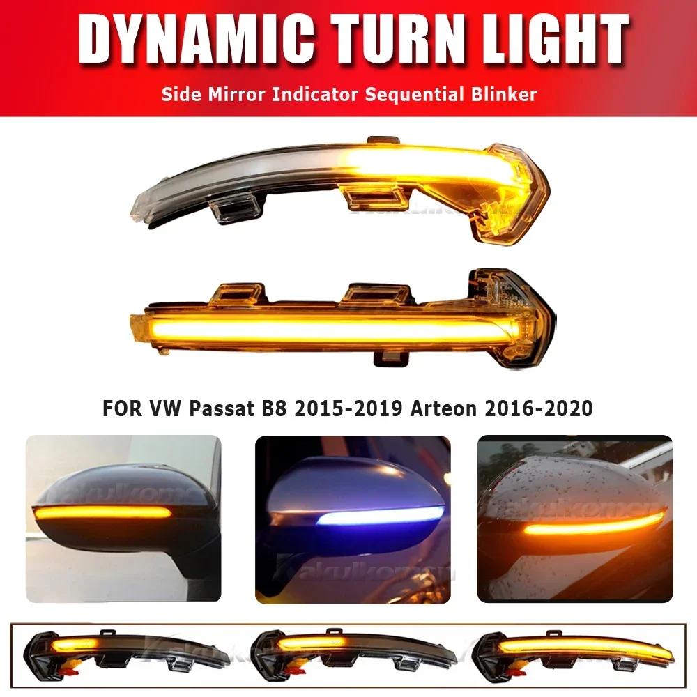 Para VW Passat B8 variante Arteon 2015 2016 2017 2018 2019 2020 intermitente dinámico luz LED de intermitente espejo indicador secuencial