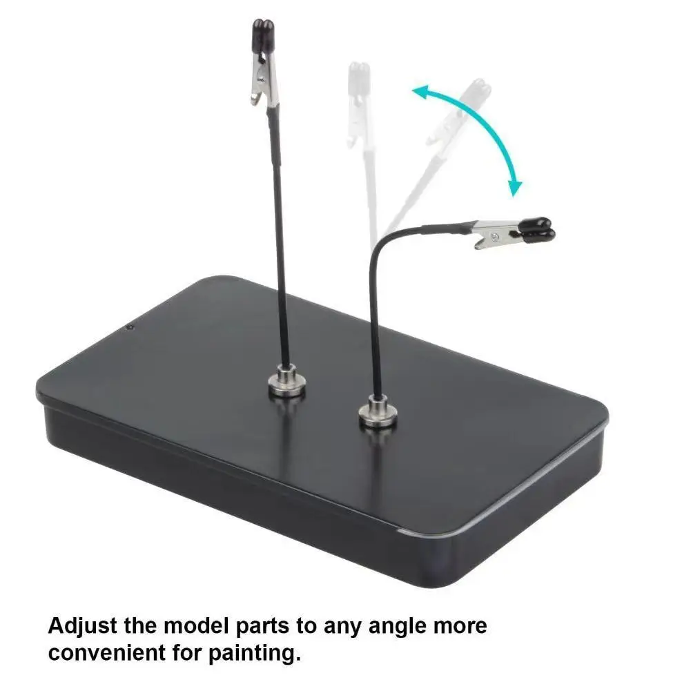 Metal Painting Stand Base Holder with 12 Magnetic Bendable Alligator Clips, Model Parts Assembly Tool Ideal for Airbrush Spray view 4