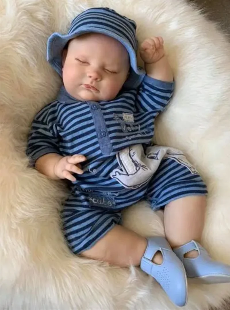 20 Inch Sleeping Joseph Reborn Doll Kit Already Hand Painted 3D Skin Unfinished DIY Parts with Brown Rooted Hair