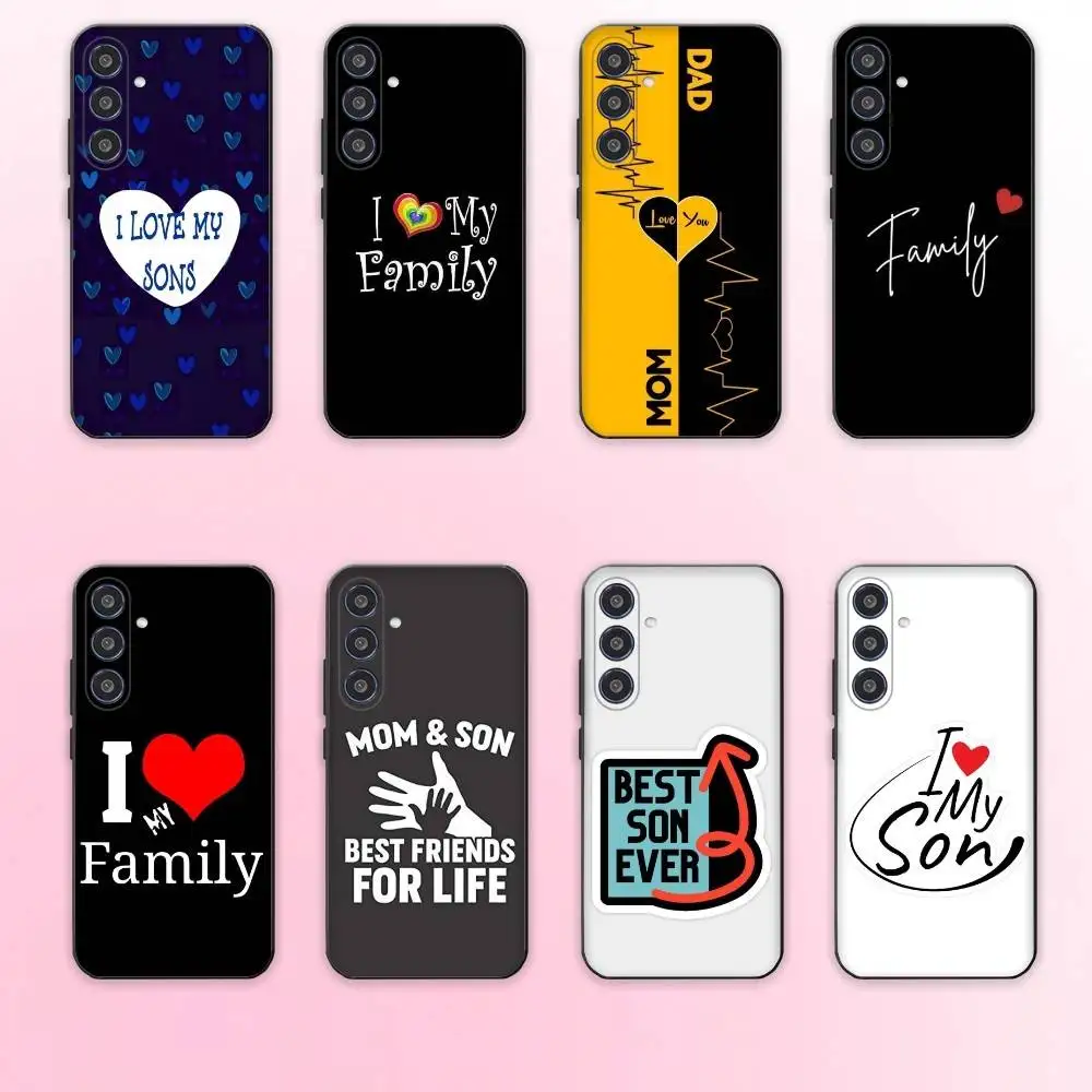 I Love My Family telefoonhoesje voor Samsung Galaxy A73,A72,A71,A70,A53,A52,A51,Anderen Soft Black Shell
