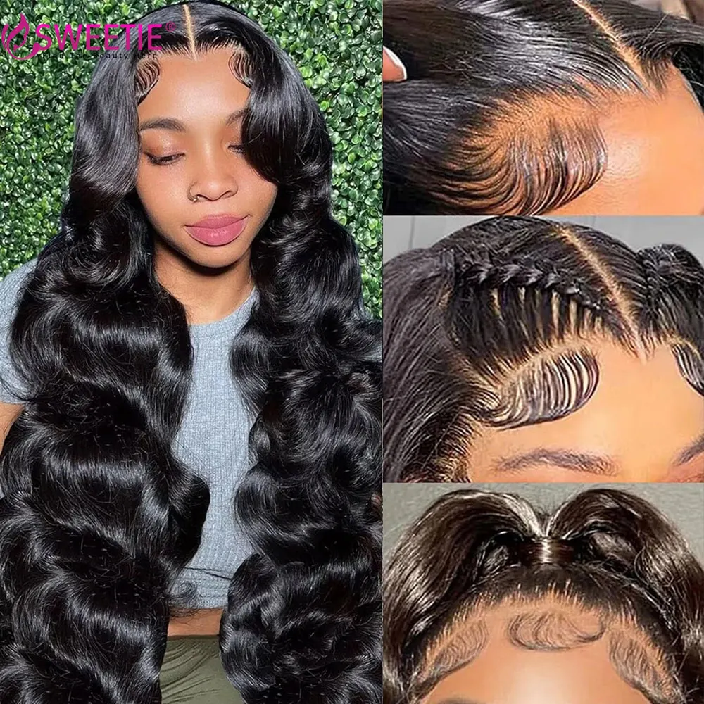 Perruque Lace Front Wig Body Wave Brésilienne Naturelle, Cheveux Humains, 13x6, 13x4, 40 Pouces, 250%