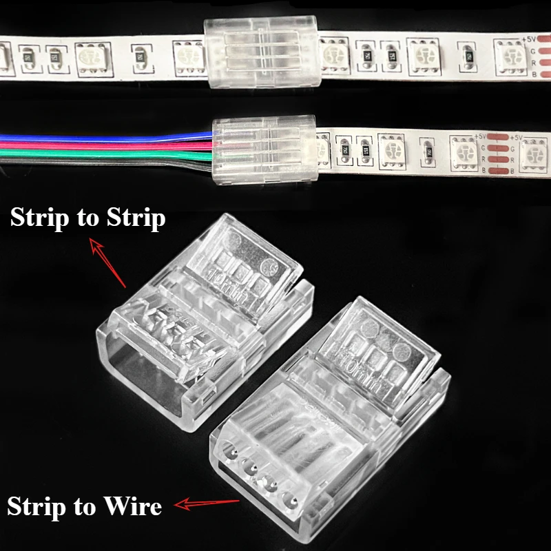 ขั้วต่อสายไฟแบบเร็วสำหรับแถบไฟ LED ขนาด 8 มม. 10 มม. 2 ขา 3 ขา 4 ขา 5 ขา 6 ขา 12 มม. ระดับการป้องกัน IP20 IP65 สำหรับเชื่อมต่อแถบหรือสายไฟ