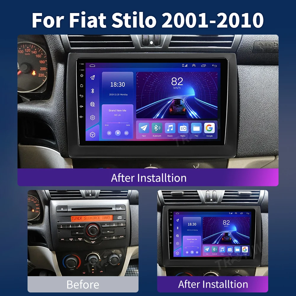 Dla Fiat Stilo 2001 - 2010 Multimedia radiowe samochodowy 2K QLED Android 13 odtwarzacz wideo GPS AI Voice CarPlay 4G radioodtwarzacz Stereo