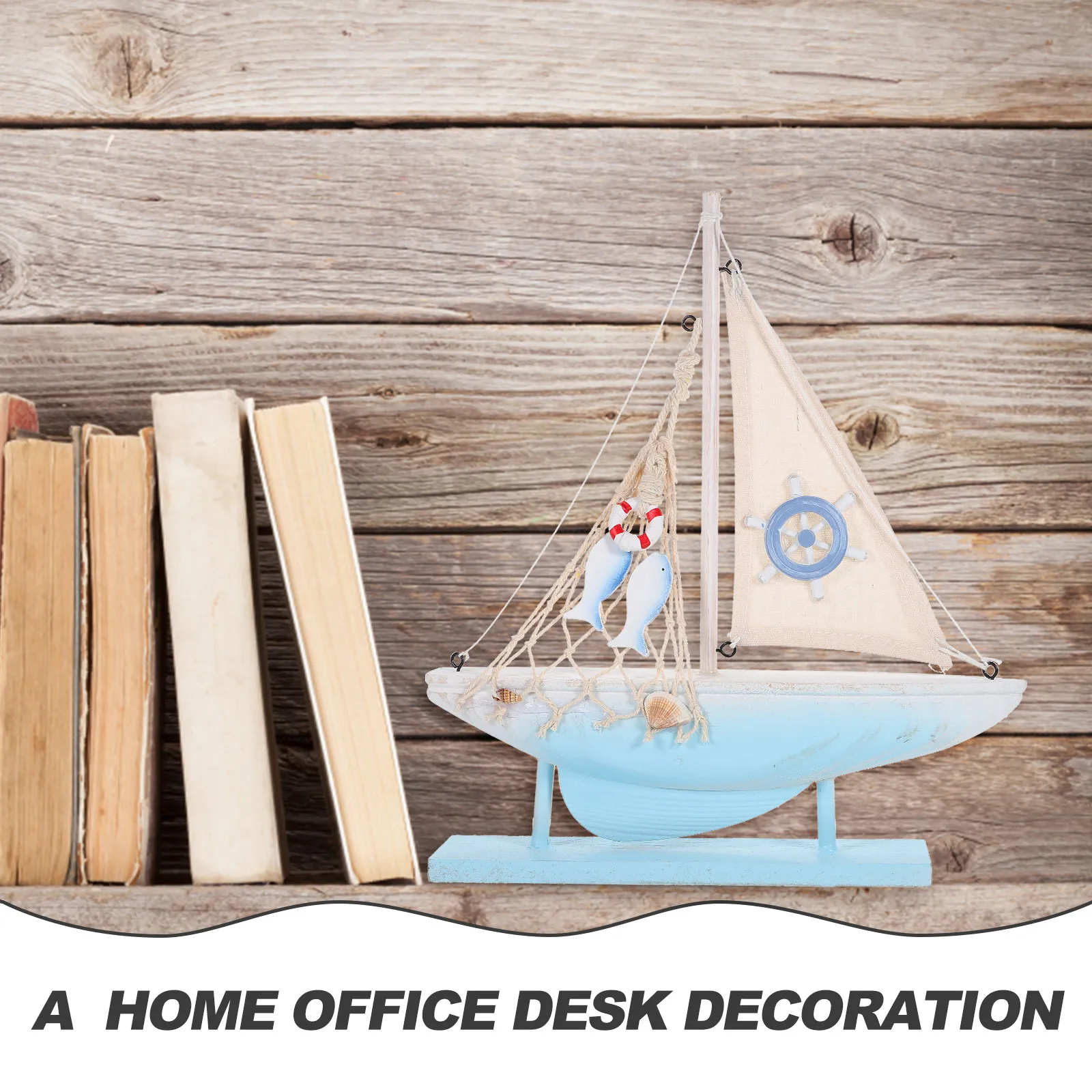 

Sailboat Decor Wooden Nautical Mediterranean Style Wood Handicraft Coastal Home Decoration Desktop Sailboat Ornament for Living