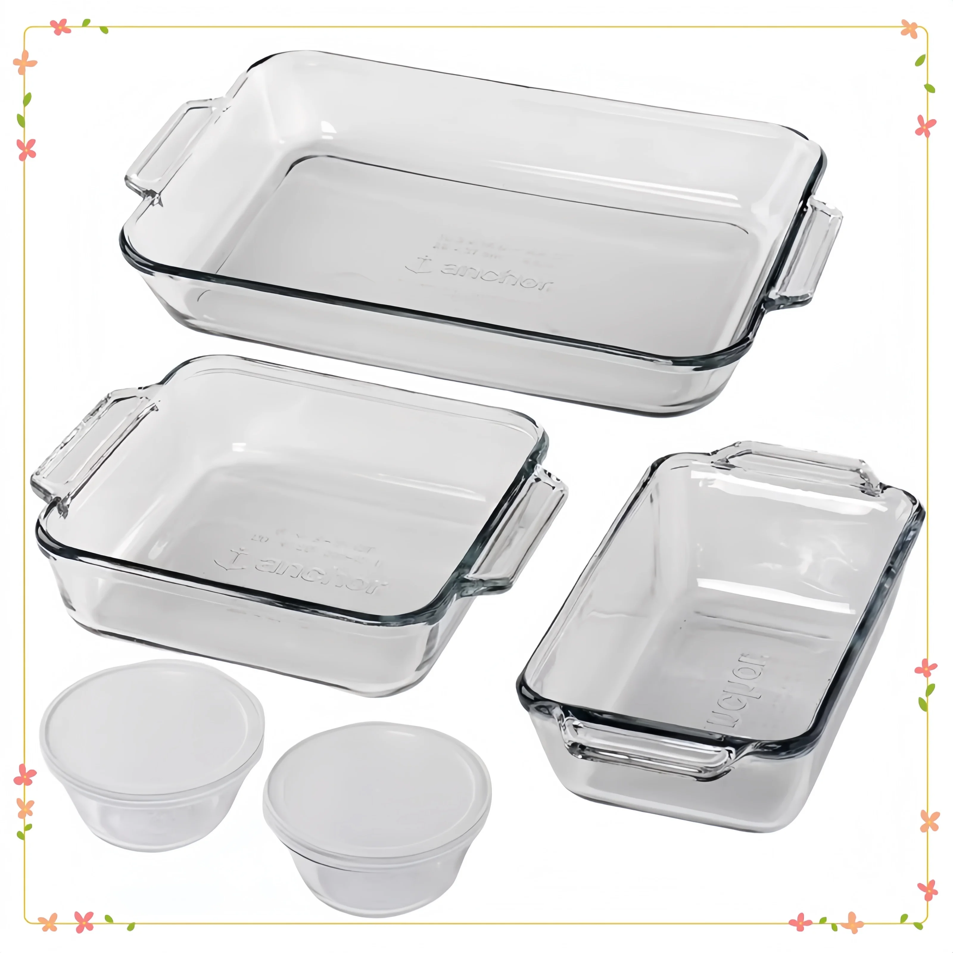 7-Piece Glass Bakeware Set Oven Safe, Baking Dish Set for Cooking Roasting & Serving, Microwave Dishwasher Safe