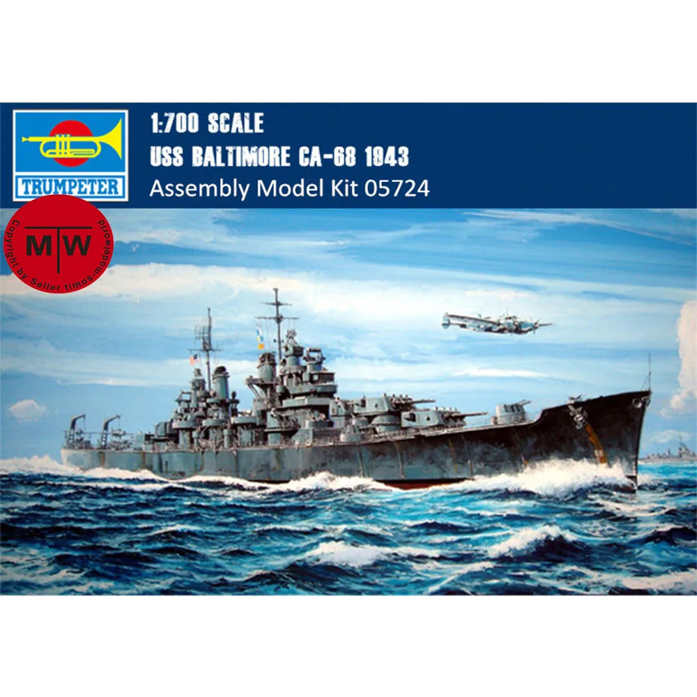 Trumpeter 05724 1/700 Scale USS BALTIMORE Cruiser CA-68 1943 Static Warship Military Plastic Assembly Model Kits